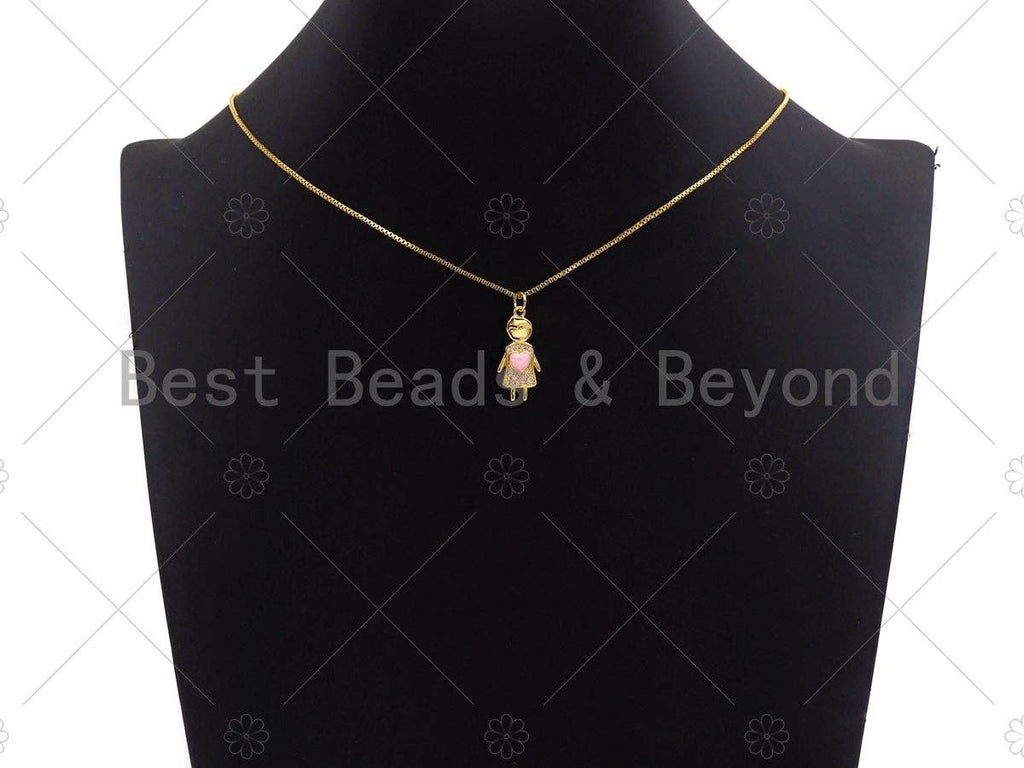 Girl With Pink Heart Pendant/Charm, Abalone Mother-of-pearl, SKU#LK66
