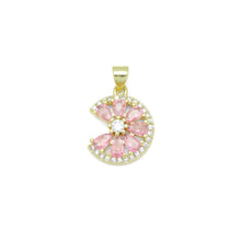 Load image into Gallery viewer, Pink Baguette CZ Lemon flower Charm Pendant, Sku#LK1086