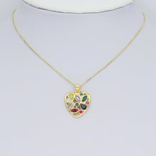 Load image into Gallery viewer, Oval Drop Round CZ Baguette Pave Heart Pendant, Sku#LX630c