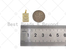 Load image into Gallery viewer, CZ Micro Pave Heart Dogtag Rectangle Shape Pendant/Charm,Cubic Zirconia Medallion Charm, Necklace Bracelet Charm Pendant, 14x9mm, Sku#LK229