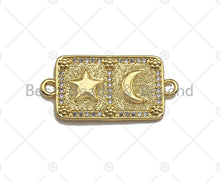 Load image into Gallery viewer, 18k Gold Medallion Rectangle Charms, Gold Bar Connector,  Star Moon Hamsa Eye Boy Girl Medallion Charm,16x32mm, Sku#LK152