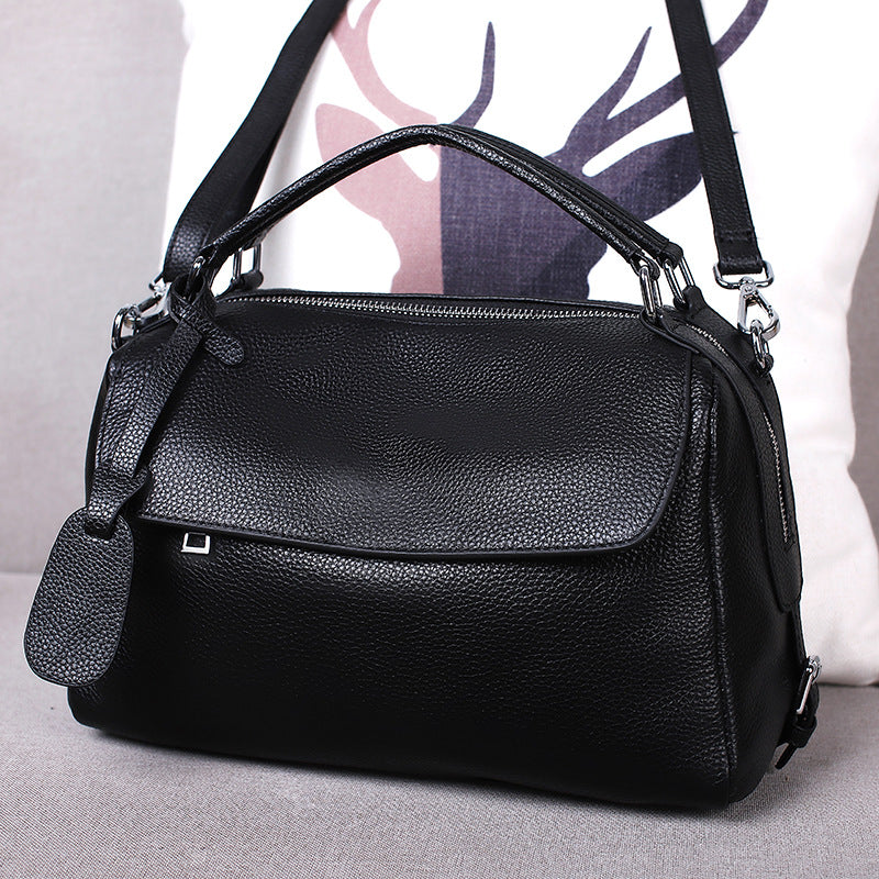 Vintage Full-Grain Cowhide Crossbody Bag | Retro Leather Shoulder Bag for Women
