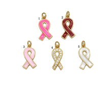 Load image into Gallery viewer, CZ Enamel Cancer Awareness Ribbon Pendant, Sku#LK603
