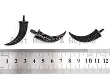 Load image into Gallery viewer, Black CZ Pave On Black Micro Pave Horn Charm Beads, Horn Beads,12x32mm, sku#F386
