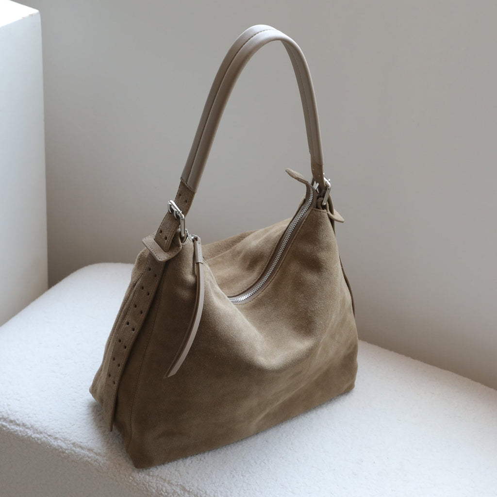 Women's Suede Underarm Shoulder Bag – Soft Structured Crossbody Handbag | Khaki, Caramel, Coffee