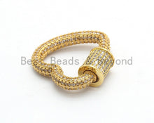 Load image into Gallery viewer, Fully CZ Micro pave Clasp, Gold/Rose gold/Silver/Black, Heart Shape Clasp, 22mm, sku#H139