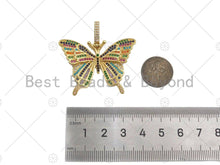 Load image into Gallery viewer, Colorful CZ Micro Pave Butterfly Shape Pendant/Charm,Cubic Zirconia Charm, Necklace Bracelet Charm Pendant,42x31mm, Sku#LD34