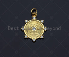 Load image into Gallery viewer, CZ Micro Pave North Star On Round Coin Charm/Pendant, SKU#JL12