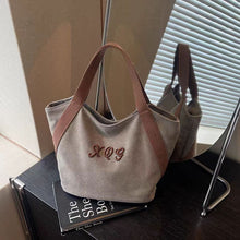 Load image into Gallery viewer, Women's Canvas Tote Bag with Letter Print - Fashionable Dumpling Bag