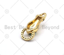 Load image into Gallery viewer, Green CZ Micro Pave Hand Shape Connector, 18K Gold Filled Hand Charm, Necklace Bracelet Charm Pendant, 36x13mm, Sku#L618