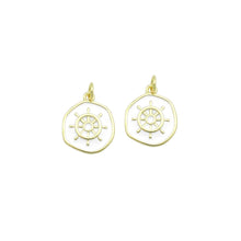 Load image into Gallery viewer, White Enamel Ship Wheel Coin Charm Pendant,Sku#LX871
