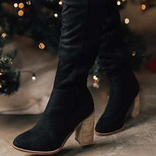 Load image into Gallery viewer, Chunky Heel Thigh-High Boots with Side Zipper for Petite Women | Black Apricot Brown