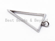 Load image into Gallery viewer, CZ Micro Pave Hollow Triangle Pendant, Cubic Zirconia Pendant Charm, Gold/Silver/Black, 32x16mm, SKU#F220