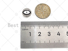 Load image into Gallery viewer, SLIVER CZ Pave Evil Eye Pave ball Spacer beads,  Enamel Evil Eye Round Pave Ball,Cubic Zirconia Spacer Beads, 8mm/10mm,sku#ML27