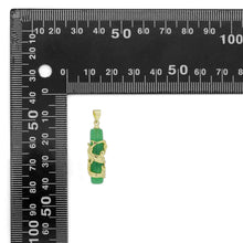 Load image into Gallery viewer, CZ Gold Dragon on Green Jade Pendant, Sku#LX358