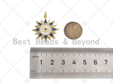 Load image into Gallery viewer, Colorful Enamel Pave Evil Eye On Sunflower Shape Pendant, Gold Enamel Flower Pendant, CZ Micro Pave Enamel Jewelry Findings,25x27mm,Sku#L443