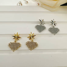 Load image into Gallery viewer, Gold Silver North Star Heart Earrings, Sku#A162