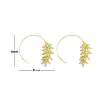 Load image into Gallery viewer, Gold Silver Wheart flower Leaf Shape Hoop Earrings, Sku#L740