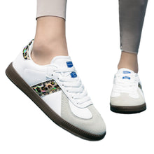 Load image into Gallery viewer, Women's Leopard Print Lace-Up Casual Sneakers | Color-Block Low-Top Flat Shoes