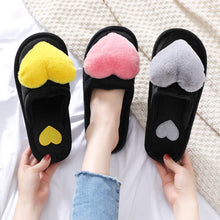 Load image into Gallery viewer, Women's Love Heart Fluffy Slippers | Warm Plush Home Shoes