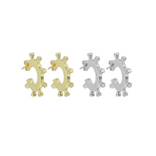 Load image into Gallery viewer, Gold Silver Spike Flower bud huggie Earrings, Sku#A250