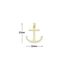 Load image into Gallery viewer, Clear CZ Gold Boat Anchor Charm Pendant, Sku#LK1166