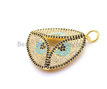 Load image into Gallery viewer, CZ Micro Pave Trillion Shape Evil Eye Pendant, Cubic Zirconia Pendant, 25x32mm, sku#F24