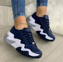 Load image into Gallery viewer, Women's Lace-Up Platform Sneakers | Patent Leather Round-Toe Chunky Heels