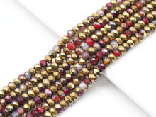 Load image into Gallery viewer, Half Gold Plated Natural Orange Red Banded Agate Rondelle Faceted Beads, Sku#UA274