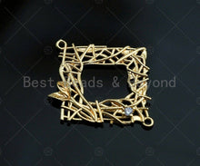 Load image into Gallery viewer, Filigree Gold Lacy Charm with CZ, Dianmond/Teardrop/Oval Shape Brushed Gold Twisted Wire Pendants for Earrings necklace making, sku#CP10