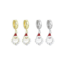 Load image into Gallery viewer, Gold Silver Pearl Santa Claus Christmas  Earrings, Sku#A264
