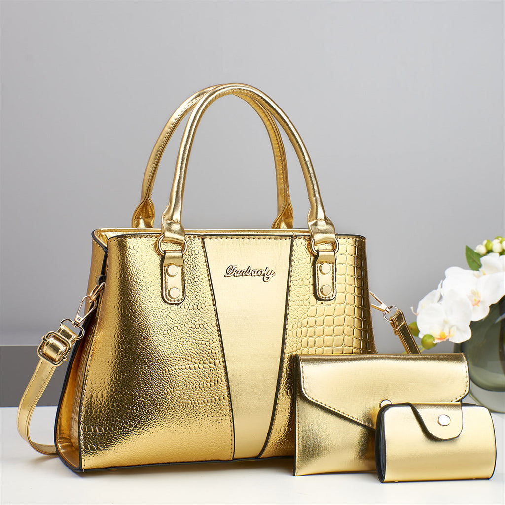 Crocodile Pattern PU Crossbody Bag Set