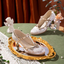 Load image into Gallery viewer, Women's Velvet Platform Heels | Petal T-Strap Stiletto Party Shoes