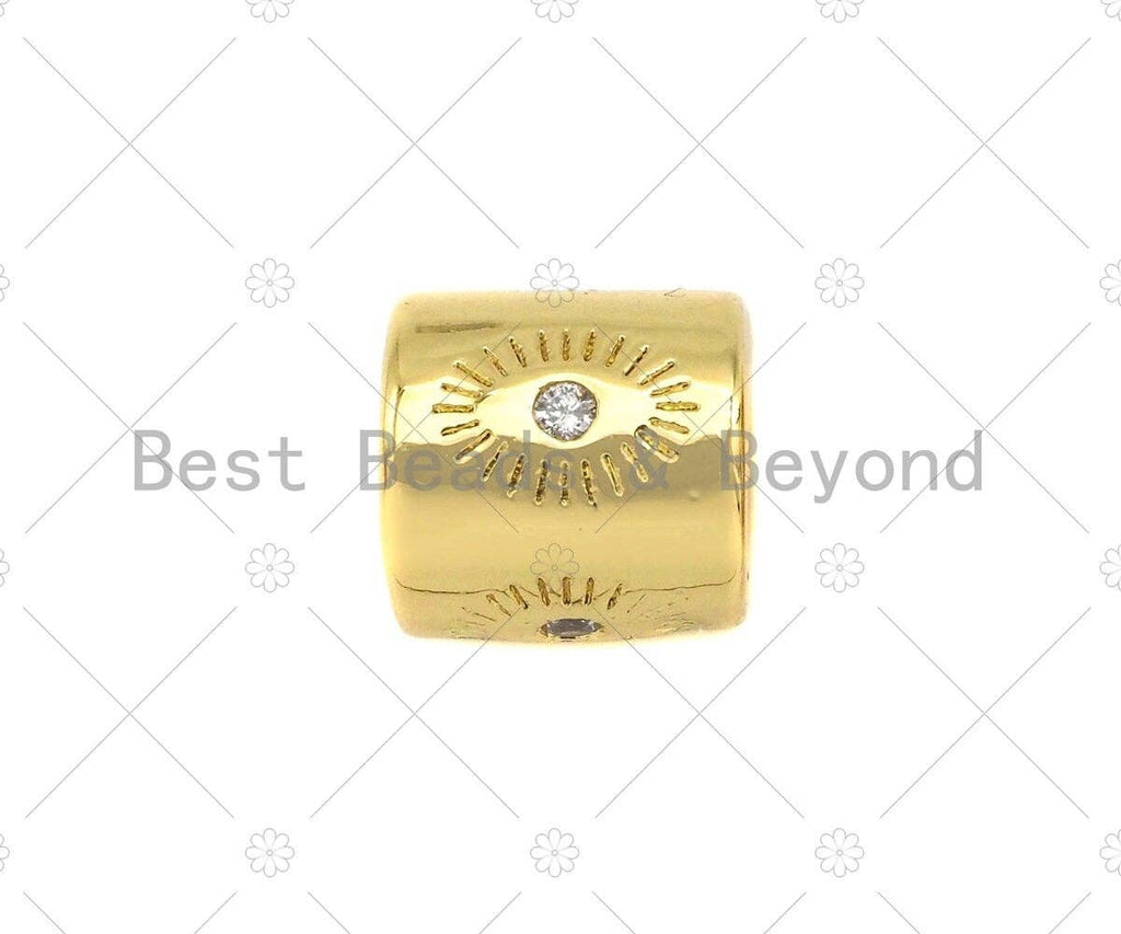 CZ Micro Pave Evil Eye On Large Hole Tube spacer Beads,Sku#C121