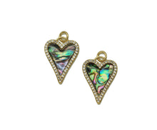 Load image into Gallery viewer, Gold Abalone heart Charm, Sku#L664