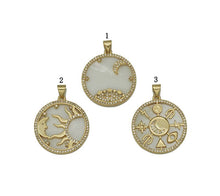 Load image into Gallery viewer, Mother of Pearl Sun Moon Lucky Round Charm, Sku#LX82