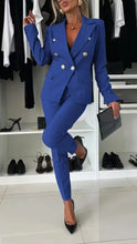 Load image into Gallery viewer, Double-Breasted Lapel Blazer &amp; Zip-Up Trousers Suit