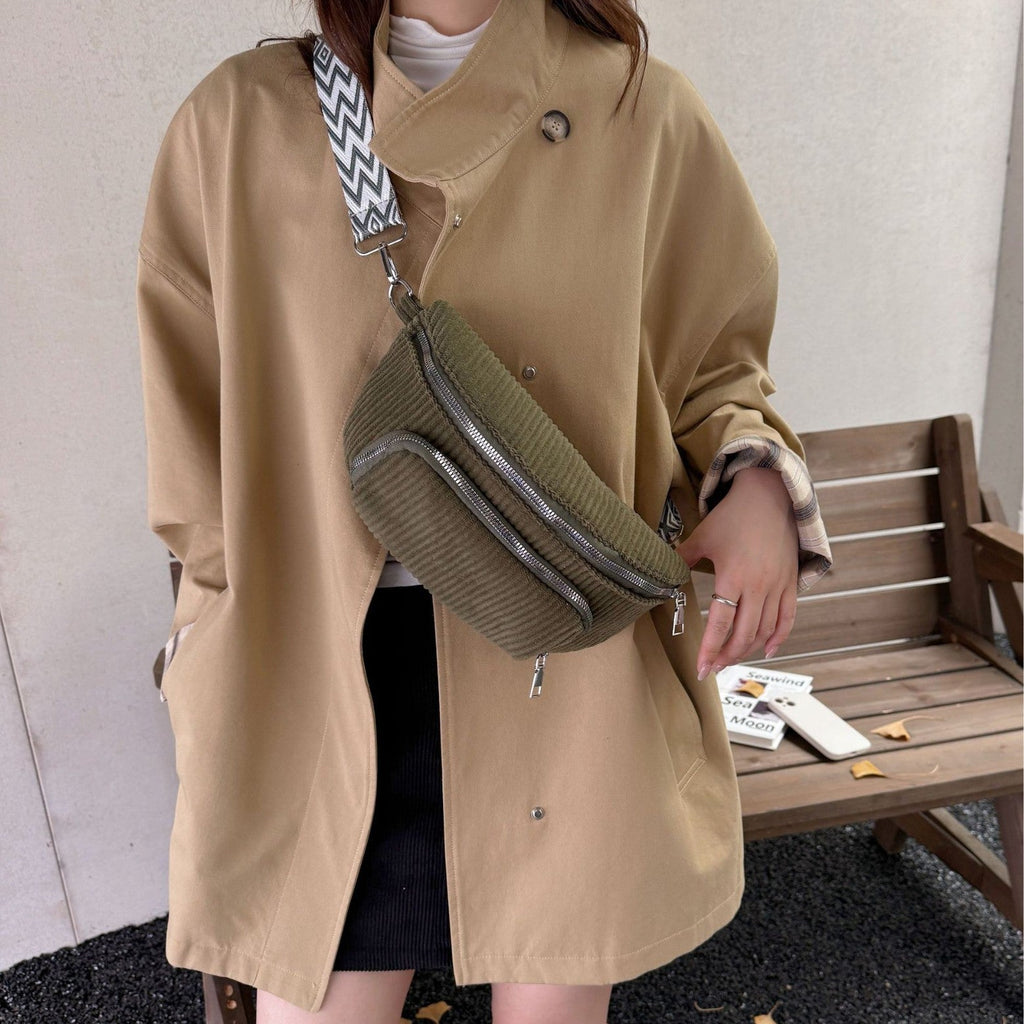 Corduroy Crossbody Bag for Women - Lightweight Minimalist Streetwear Style