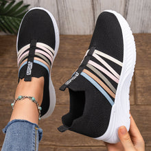 Load image into Gallery viewer, Women's Breathable Flyknit Slip-On Casual Shoes | Lightweight Mesh Striped Sneakers | Sarah Express