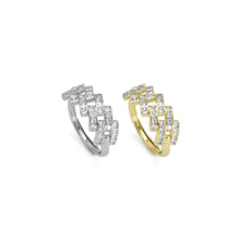 Load image into Gallery viewer, Gold Silver Baguette CZ Gold Link Adjustable Ring, Sku#A145