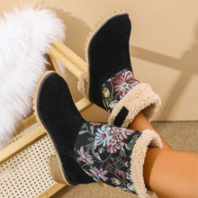 Load image into Gallery viewer, Women's Embroidered Snow Boots | Ethnic Floral Platform Square Heel Mid-Calf Winter Boots