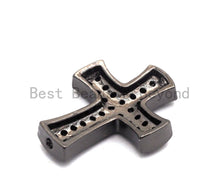 Load image into Gallery viewer, Black CZ Pave On Black Micro Pave Cross Spacer Beads with Black Crystal for Bracelet/Necklace, Spacer Beads,19x23mm, sku#C101