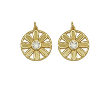 Load image into Gallery viewer, CZ Sunflower On Round Coin Charm, Sku#L647