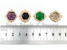 Load image into Gallery viewer, Hexagon Bezel Connector with Faceted Glass,sku#A80