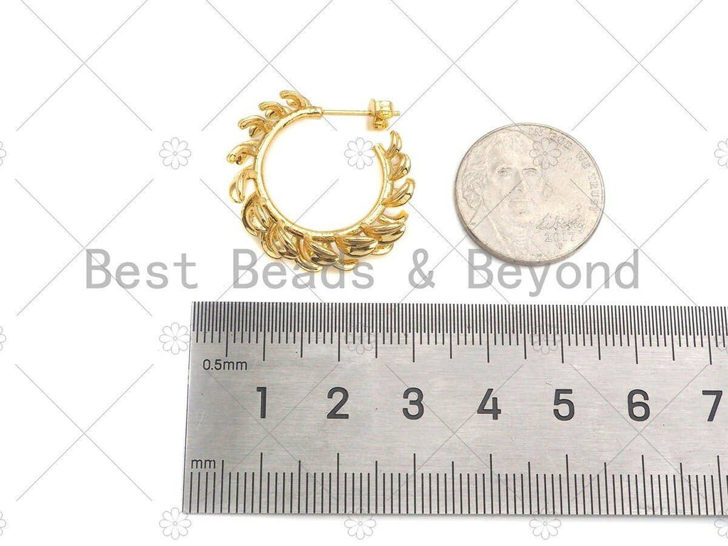 Gold Swirl Spike Hoop Earrings, Sku#J315