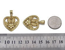 Load image into Gallery viewer, Gold CZ Virgin Mary Baby Jesus Flower Heart Charm, Sku#LK708