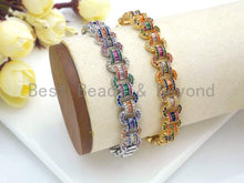 Load image into Gallery viewer, CZ Linked Chain Open Cuff Bracelet, Sku#X160