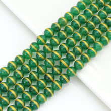 Load image into Gallery viewer, Green Agate with Golden Line Beads, Sku#U1779