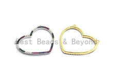 Load image into Gallery viewer, Rainbow Color CZ Micro Pave Large Heart Pendant, Cubic Zirconia Pave Pendant/Connector, Fashion Jewelry Findings, 27x31mm,sku#F655