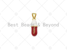 Load image into Gallery viewer, Enamel Colorful Pill Shape Pendant Charm,Happy Word Pink Turquoise Black Cobalt Red Enamel Jewelry,6x17mm,Sku#LK286